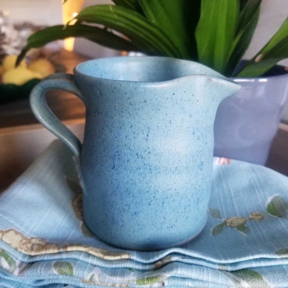 Blue stoneware Farmhouse Creamer Pitcher